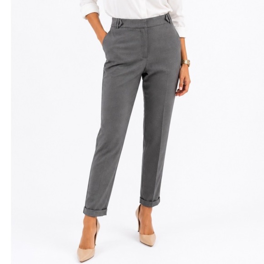 Esprit Gray Tapered Cuffed Dress Pants Career Trousers 14 Preppy Chic 89-01